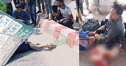 ট্রাকের ধাক্কায় স্বামীর সামনেই প্রাণ গেল স্ত্রী-কন্যার