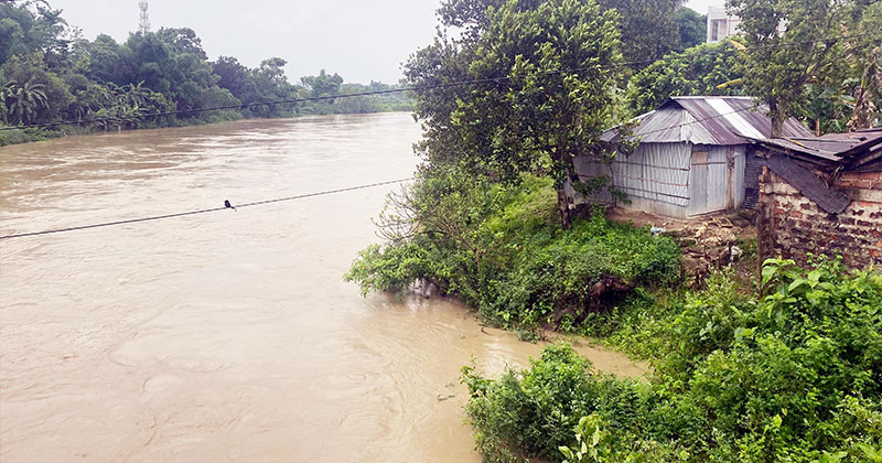 কমলগঞ্জে আকস্মিকভাবে ধলাই নদীর পানি বেড়েছে
