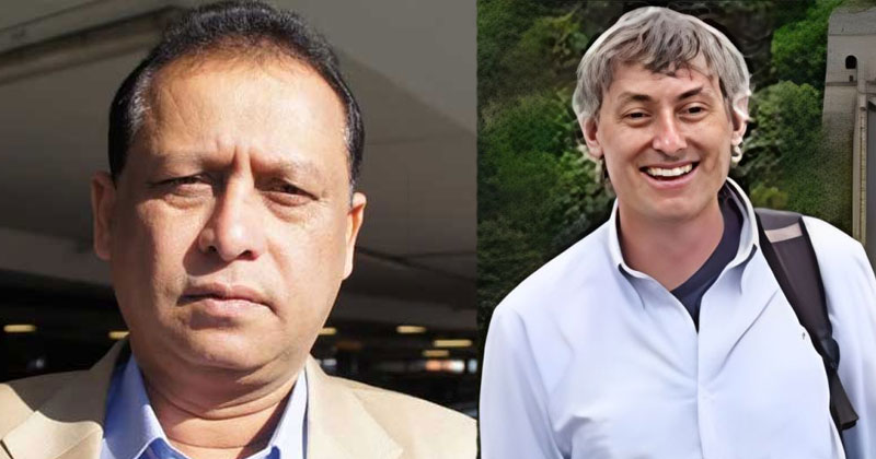 বাঁ থেকে ড. এম এ কাইয়ুম ও ইতালি নাগরিক তাবেলা সিজার