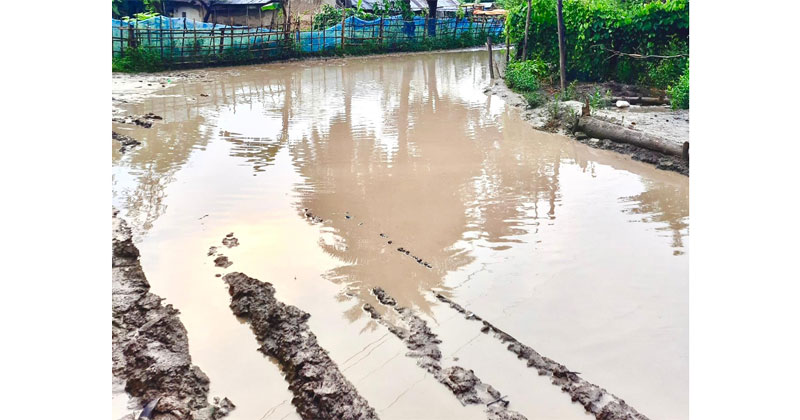 শালবাগান মোড়ের মূল রাস্তাটি অল্প বৃষ্টির পানিতেই তলিয়ে যায়