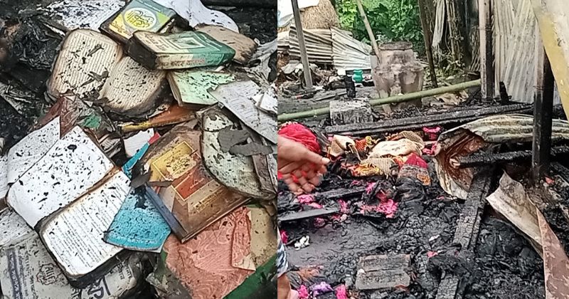 সাপাহারে ভয়াবহ অগ্নিকাণ্ডে ৪ পরিবারের সর্বস্ব পুড়ে ছাই