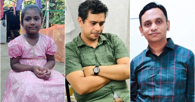 বাঁ থেকে মারা যাওয়া শিশু রাহা মনি ও অভিযুক্ত দুই চিকিৎসক