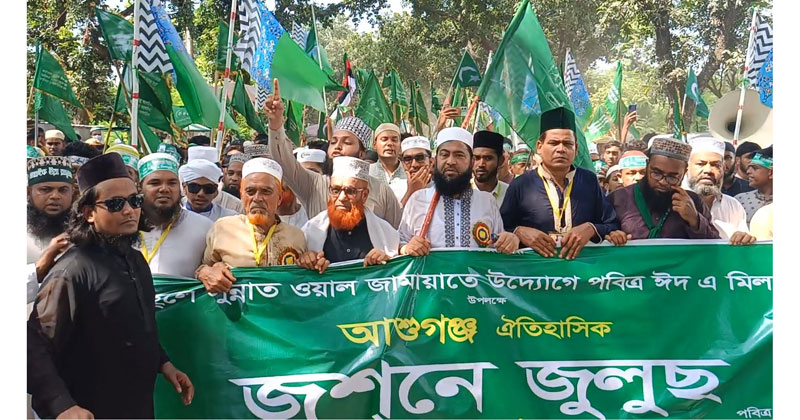 জুলুসে বিভিন্ন শ্রেণী পেশার অসংখ্য নবীপ্রেমী ধর্মপ্রাণ হাজার হাজার মানুষ এতে অংশ নেয়