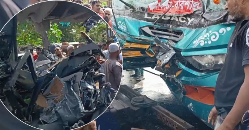 পটুয়াখালীতে র্যাবের গাড়ি ও বাসের মুখোমুখি সংঘর্ষ